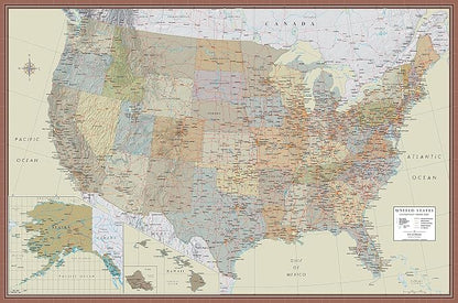 24x36 United States, USA Contemporary Premier Wall Map Poster by Swiftmaps