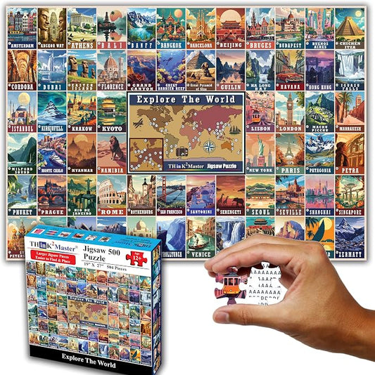 Think2Master Colorful Vintage World Travel Poster 500 pieces Large Format by Think2Master