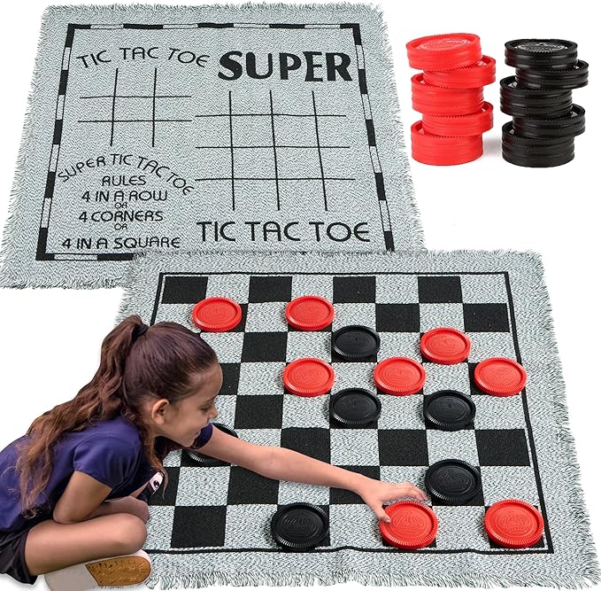 3-in-1 Vintage Giant Checkers, by JOYIN