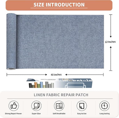 Fine Linen Repair Patches, Self-Adhesive Linen Fabric Patches, 12X40 inch Extra - Image 2
