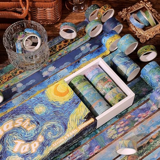 emmoolife 32 Rolls Washi Tape Set, Oil Painting Decorative Masking Tape - Image 5