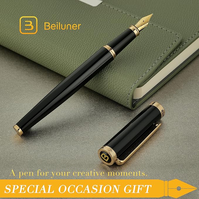 BEILUNER Black Fountain Pen, Stunning Luxury Pens - Image 7
