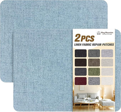 KING MOUNTAIN Fine Linen Fabric Patches, Self-Adhesive, 8x11 inch, by ForABetterHomeLife