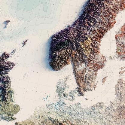 Muir Way Shaded Relief Elevation Map of Europe - Image 6