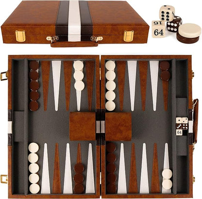 Backgammon Set - 15 Inch Classic Backgammon Board Game Sets Handheld - by PawnsonCreations