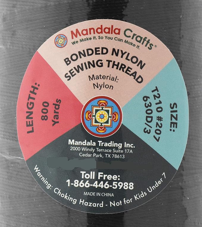 Mandala Crafts Bonded Nylon Thread Black Heavy Duty Sewing Threads - Image 4