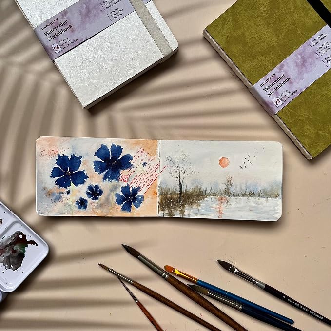 tumuarta Watercolor Sketchbook, 140 LB, 300 GSM, 100% Cotton Paper, Cold Press - Image 7