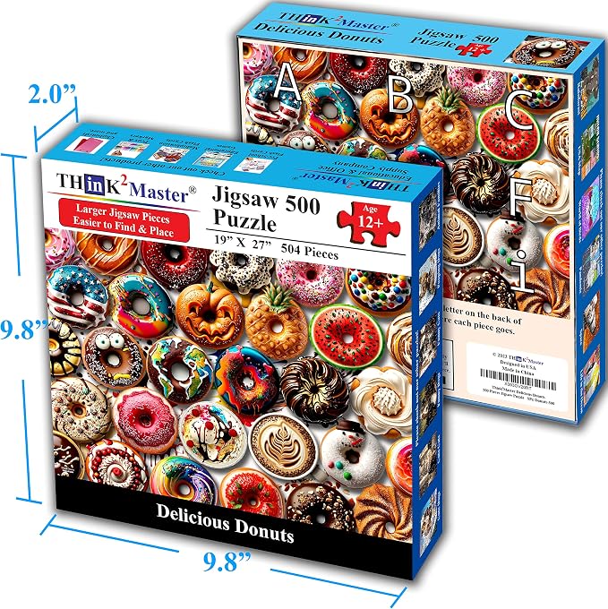 Think2Master Donuts 500 Pieces Jigsaw Puzzle. Perfect White Elephant Gag Gift. - Image 6