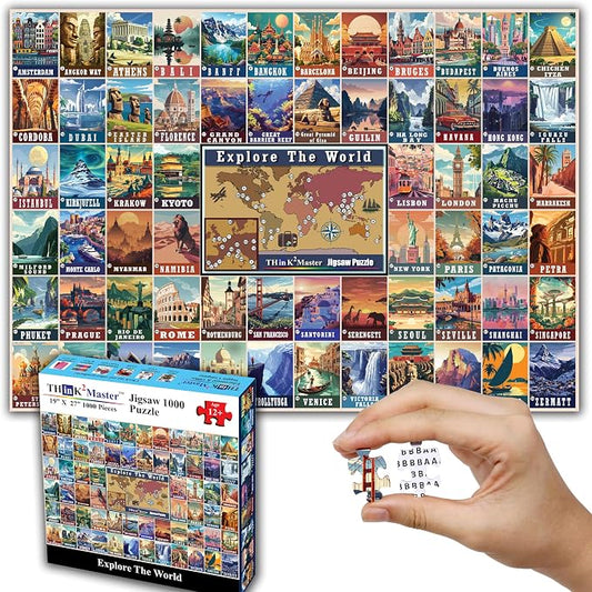Think2Master Colorful Vintage World Travel Poster 1000 pieces Large Format by Think2Master