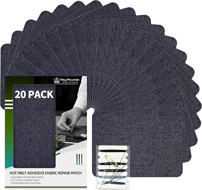 KING MOUNTAIN Iron-on Repair Patch 20 Pcs Pack, Denim Patches by ForABetterHomeLife