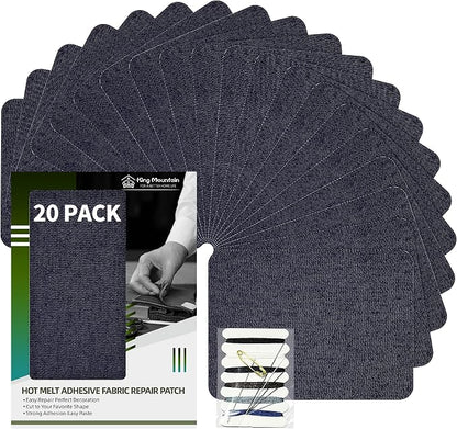KING MOUNTAIN Iron-on Repair Patch 20 Pcs Pack, Denim Patches by ForABetterHomeLife