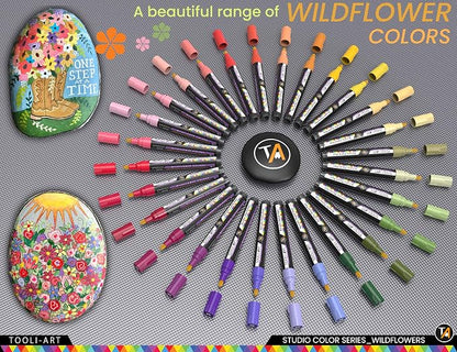 28 Wildflower Colors Acrylic Paint Pens Studio Color Series Markers Set 3mm - Image 3