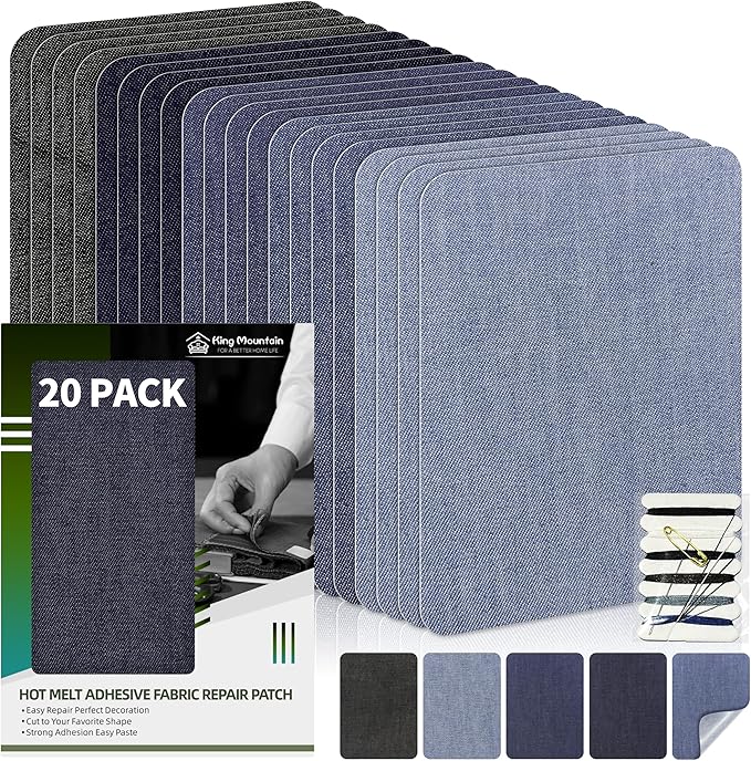 KING MOUNTAIN Iron-on Repair Patch 20 Pcs Pack, Denim Patches by ForABetterHomeLife