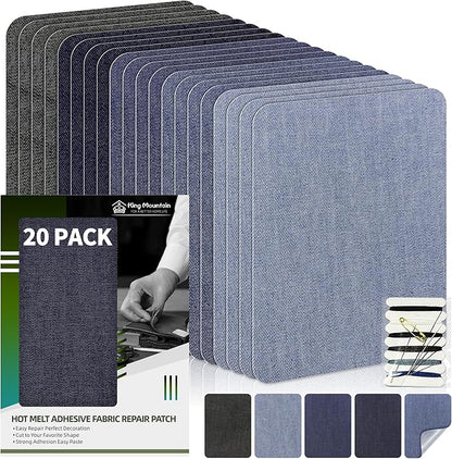 KING MOUNTAIN Iron-on Repair Patch 20 Pcs Pack, Denim Patches by ForABetterHomeLife