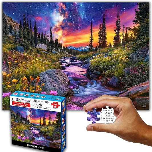 Think2Master Starry Mountain River 500 Pieces Large Format Jigsaw Puzzle: Kids by Think2Master