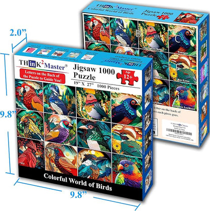Think2Master Colorful Birds 1000 Pieces Jigsaw Puzzle. Paper Cut Craft Style. - Image 6