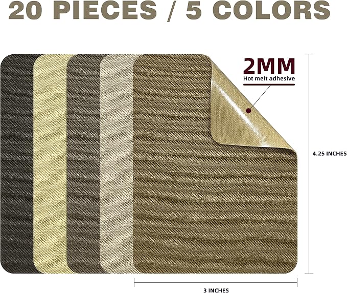 KING MOUNTAIN Iron-on Repair Patch 20 Pcs Pack, 5 Shades of Clothing Repair and - Image 2