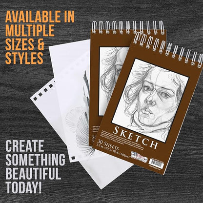 U.S. Art Supply 5.5”x8.5 Premium Heavy-Weight Paper Spiral Bound Sketch Book: - Image 7